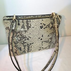 Danier Leather snake print multi compartment shoulder bag